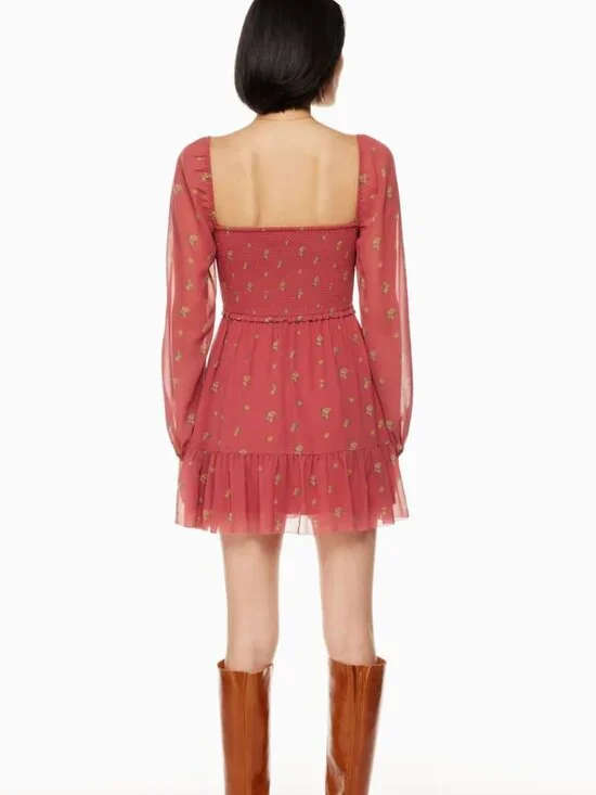 Aritzia Wilfred - Tempest Mini Dress Rosy Red/ Maplewood Size 2XS - Picture 2 of 11